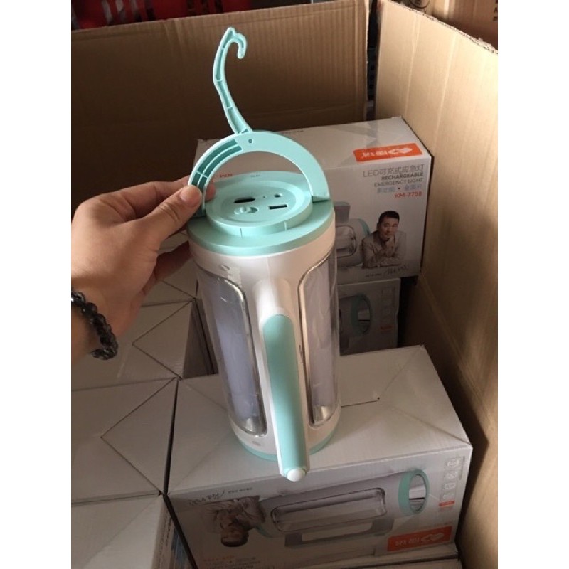 🦄Đèn tích điện KM7758 sáng 3mặt có đèn pha