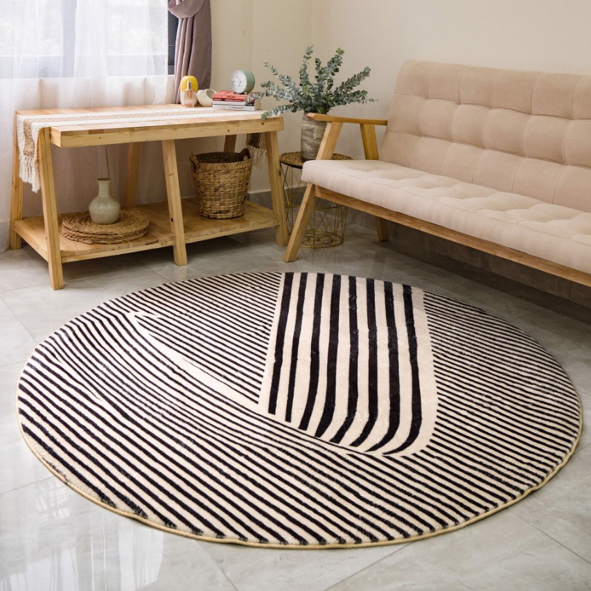 Thảm Tròn Lông Cừu Trang Trí Phòng Khách Phòng Ngủ Họa Tiết Bắc Âu