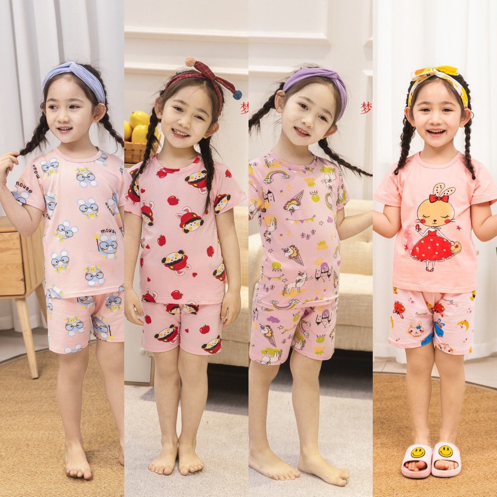 [SIZE NHỠ] Bộ Xuất Hàn Cộc Tay 100% Cotton Siêu Mềm Mát, Đáng Yêu Cho Bé