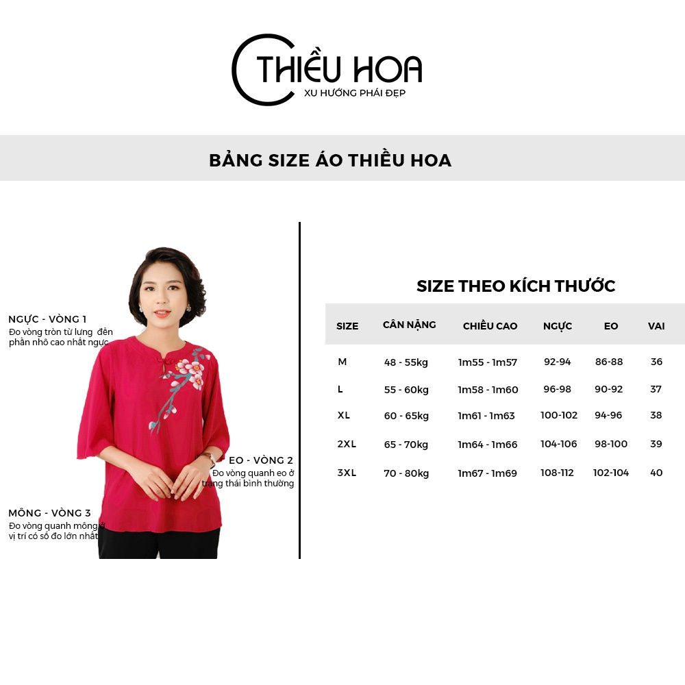 Áo Trung Niên Thiều Hoa Họa Tiết Thêu Tỉ Mỉ Tinh Tế Chất Linen Thoáng Mát Mềm Nhẹ Có Size Lớn Y966