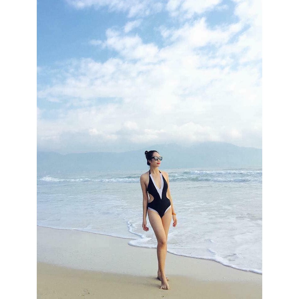ĐỒ BƠI NỮ Bikini liền đen trắng khoét ngực mới nhất | BigBuy360 - bigbuy360.vn