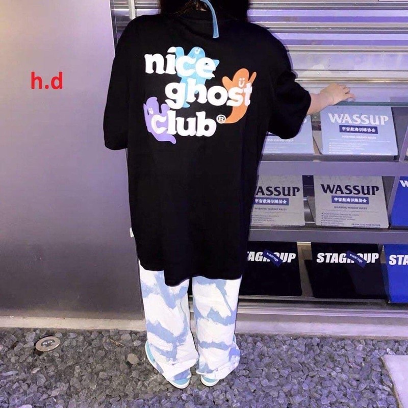 Áo thun Nice Ghost🦋 chất cotton mềm mịn🦋form thụng tay lỡ🦋dáng unisex🦋freesize nam nữ cá tính Hè
