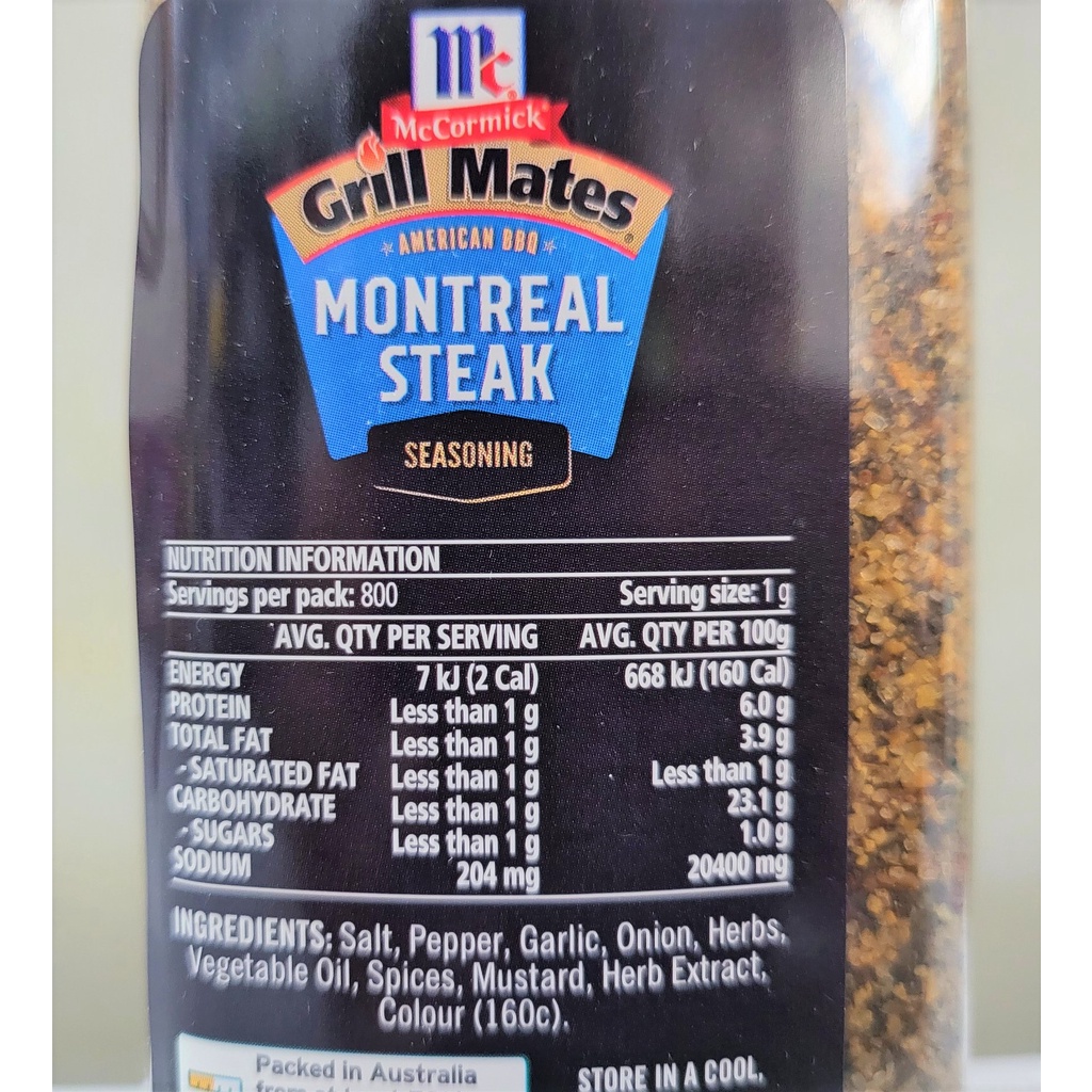 [Hộp lớn 800g - GRILL MATES] GIA VỊ TẨM ƯỚP BÒ NƯỚNG [Australia] MCCORMICK Montreal Steak Seasoning (anm)