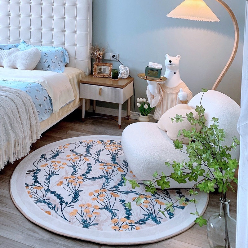 Thảm Lót Sàn Mềm Mại Chống Thấm Nước Họa Tiết Hoa Trang Trí Nhà Cửa