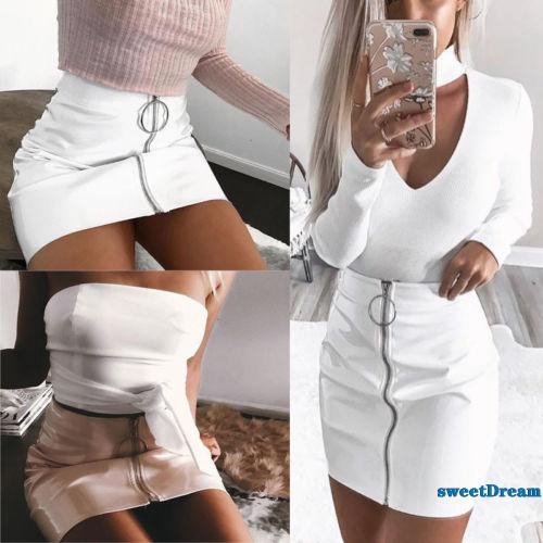 Chân Váy Trắng Lưng Cao Phối Khoá Kéo Thiết Kế Thanh Lịch | BigBuy360 - bigbuy360.vn