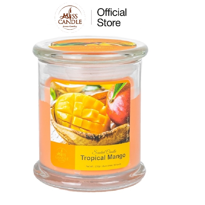 Nến thơm hũ Miss Candle NQM3414 Tropical Mango 230g (Hương trái cây)