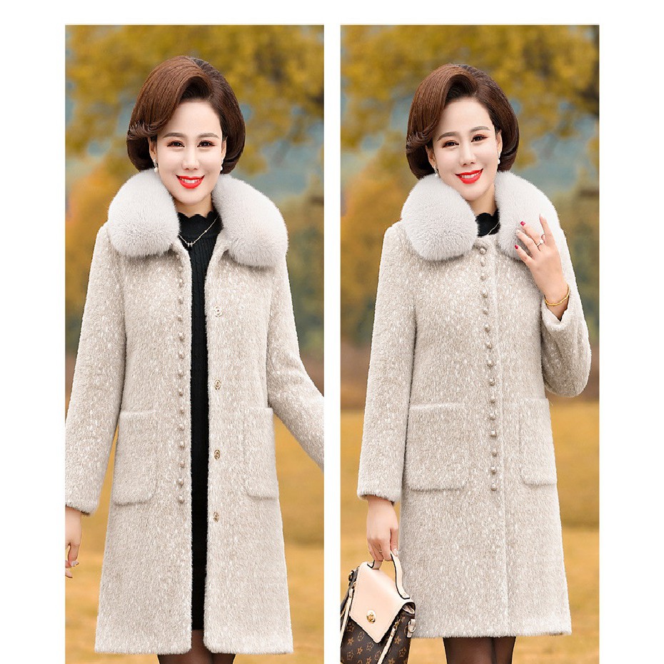 Áo khoác trung niên lông chồn cao cấp cho mẹ | BigBuy360 - bigbuy360.vn