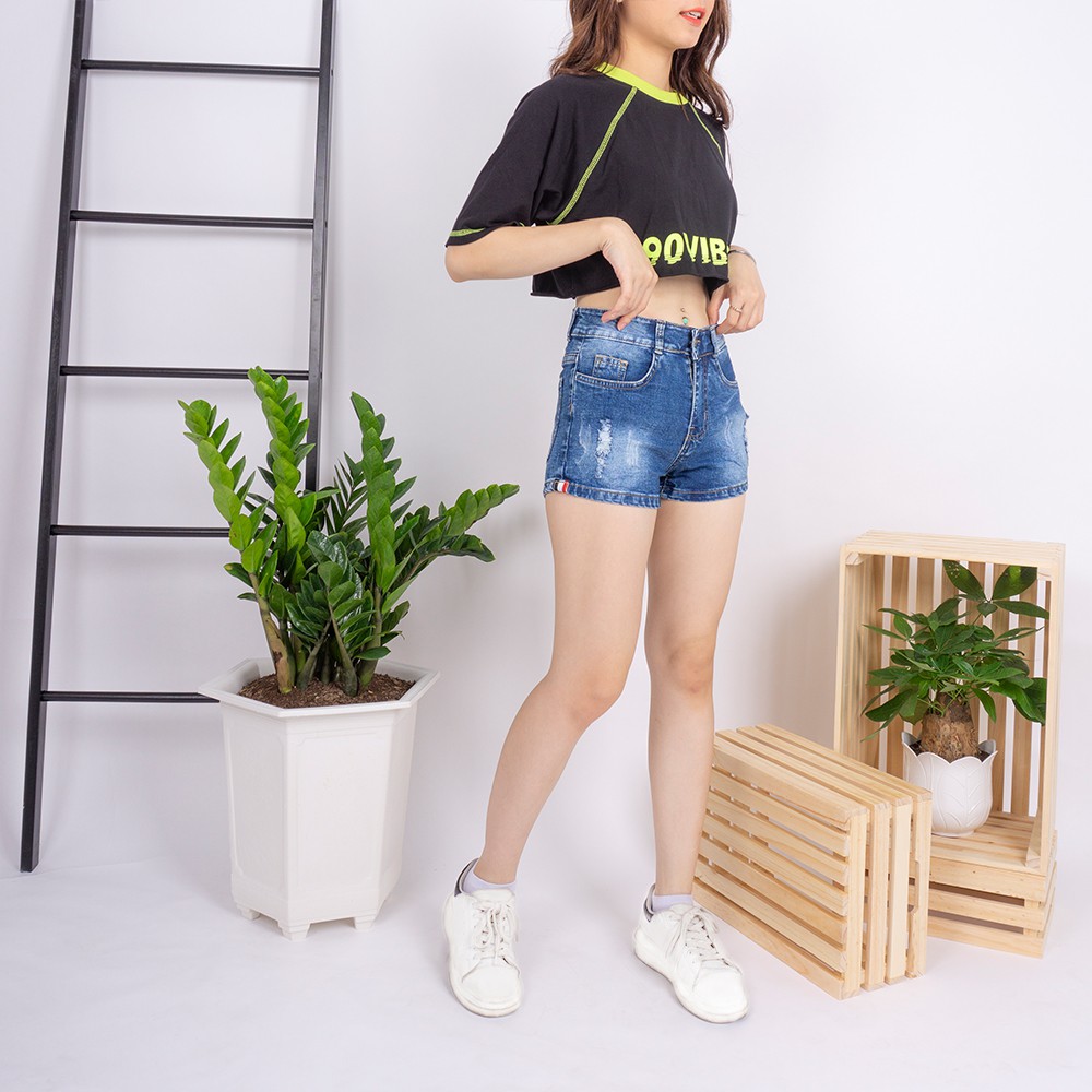 [Mã FAMAYWA giảm 10K đơn 50K] Quần short jean nữ Ulzzang GENZ mẫu lưng cao ống xước thời trang ZWJ017 | WebRaoVat - webraovat.net.vn