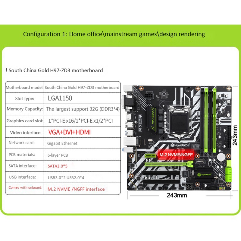 Bo Mạch Chủ Huanzhi H97-Zd3 Rev2.0 Intel C602 X79 Lga 2011 Ecc Reg Ddr3 1866mhz 128gb M.2 Nvme