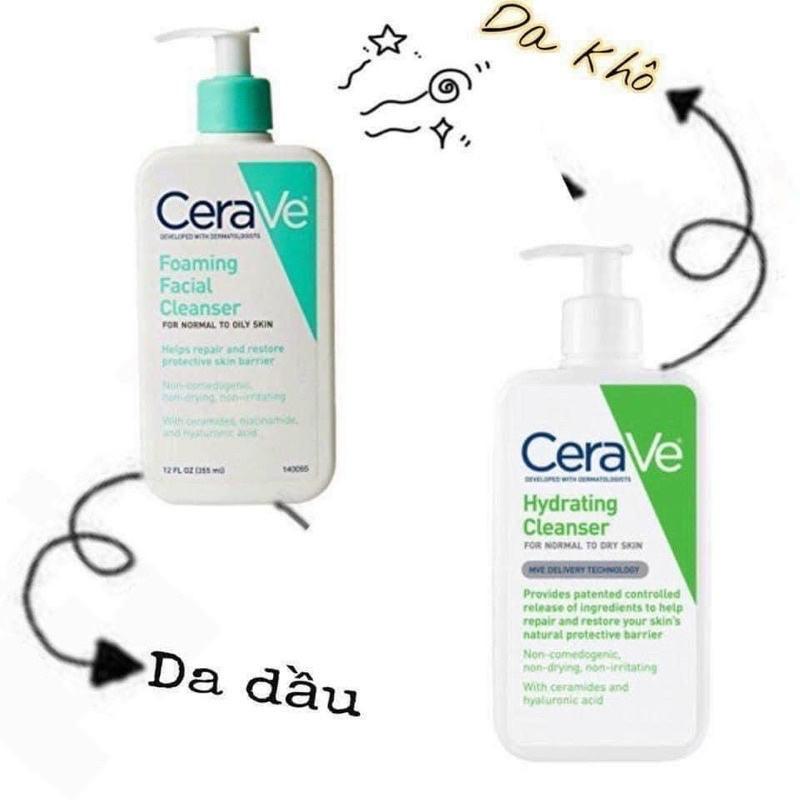 [Chính hãng] Sữa rửa mặt CERAVE cho da dầu, da khô, nhạy cảm | BigBuy360 - bigbuy360.vn