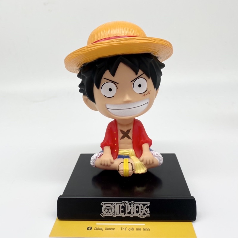 [Chitty] Mô Hình One Piece Luffy,Zoro,Chopper,Sanji  lắc đầu kèm giá đỡ điện thoại,trang trí bàn làm việc, bàn học,taplo