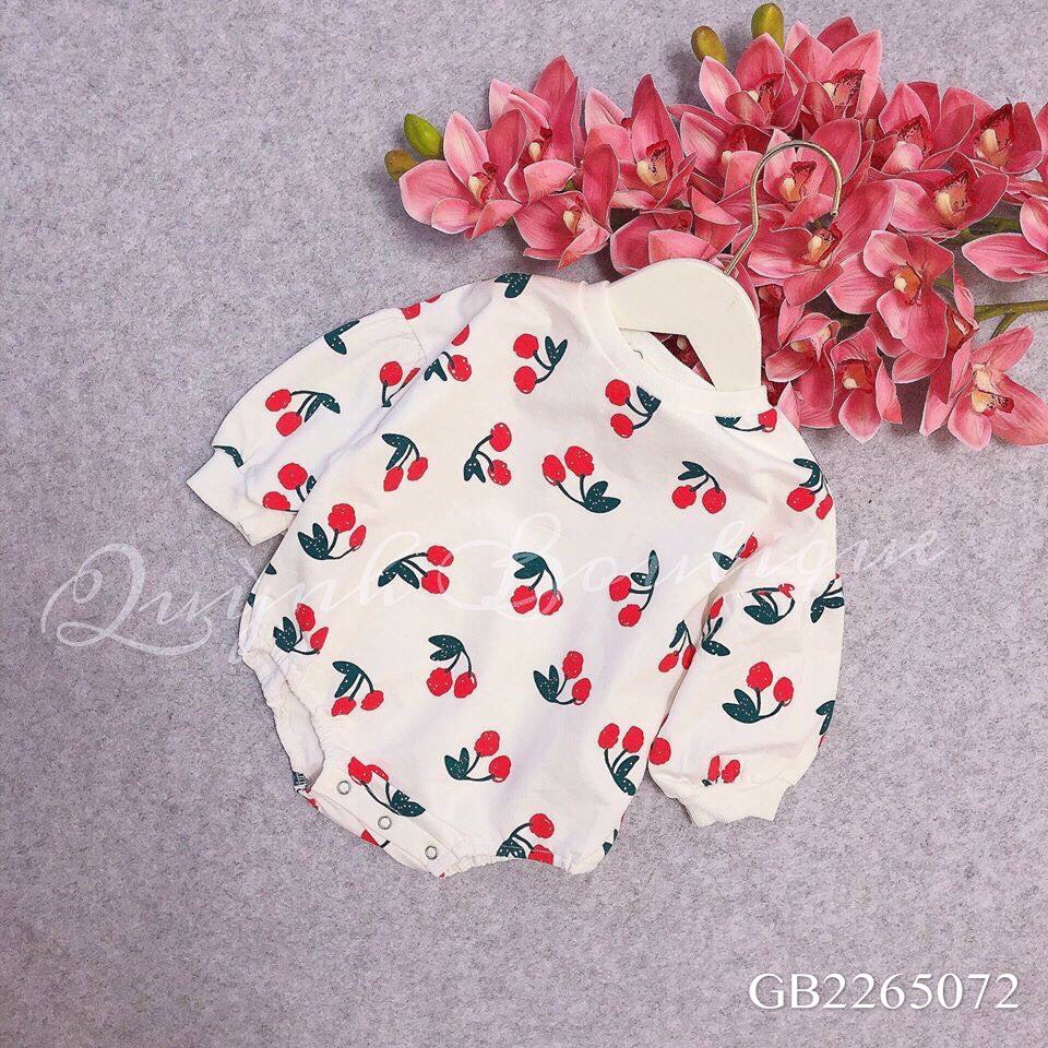 Bodysuit trẻ em Quỳnh Boutique Mẫu body chip cherry dài tay cho bé