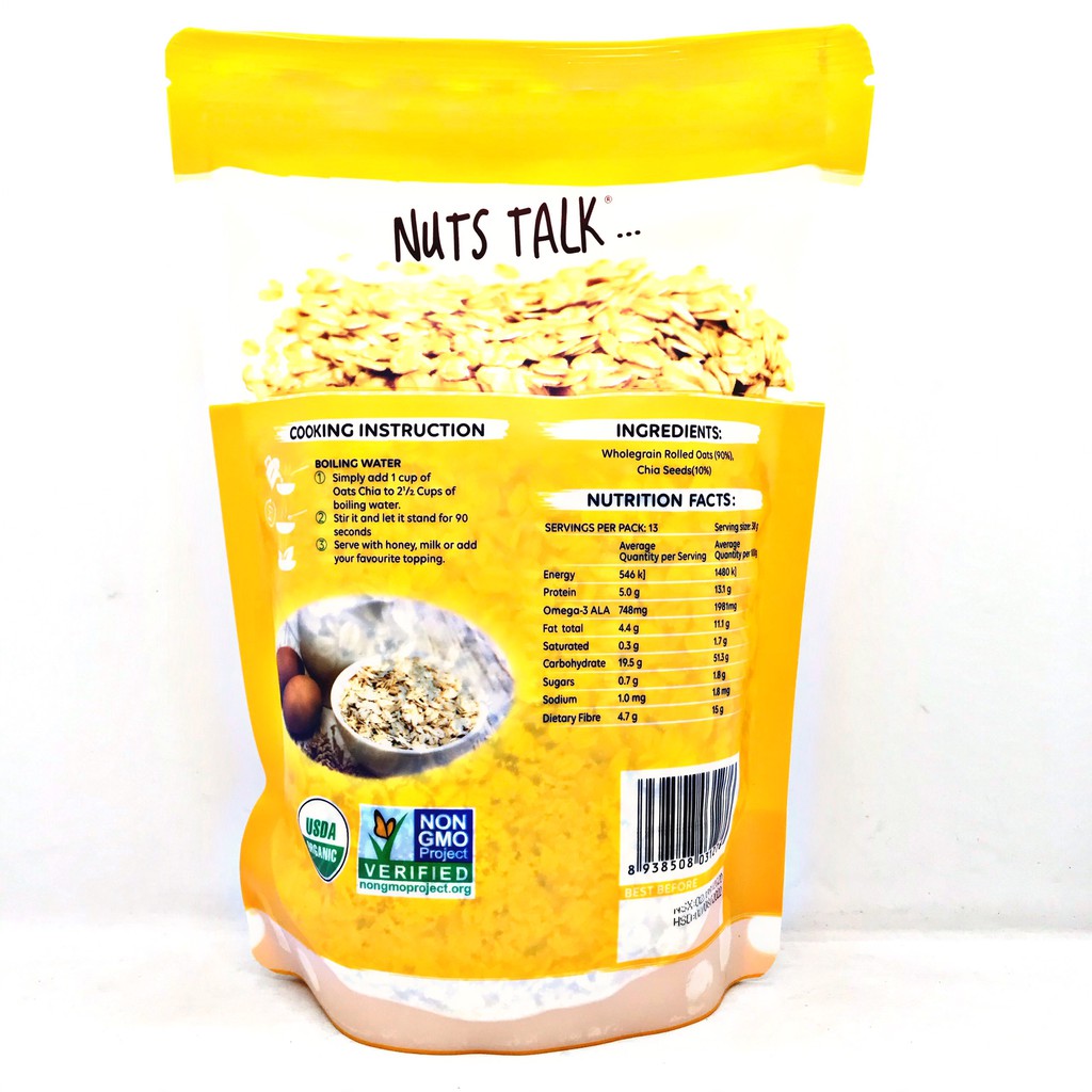 Yến Mạch Nguyên Hạt Nutstalk Oats Chia Wholegrain 500g - Nguyên Liệu Úc