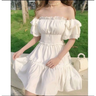 Váy trễ vai tay bèo chun eo cực hot