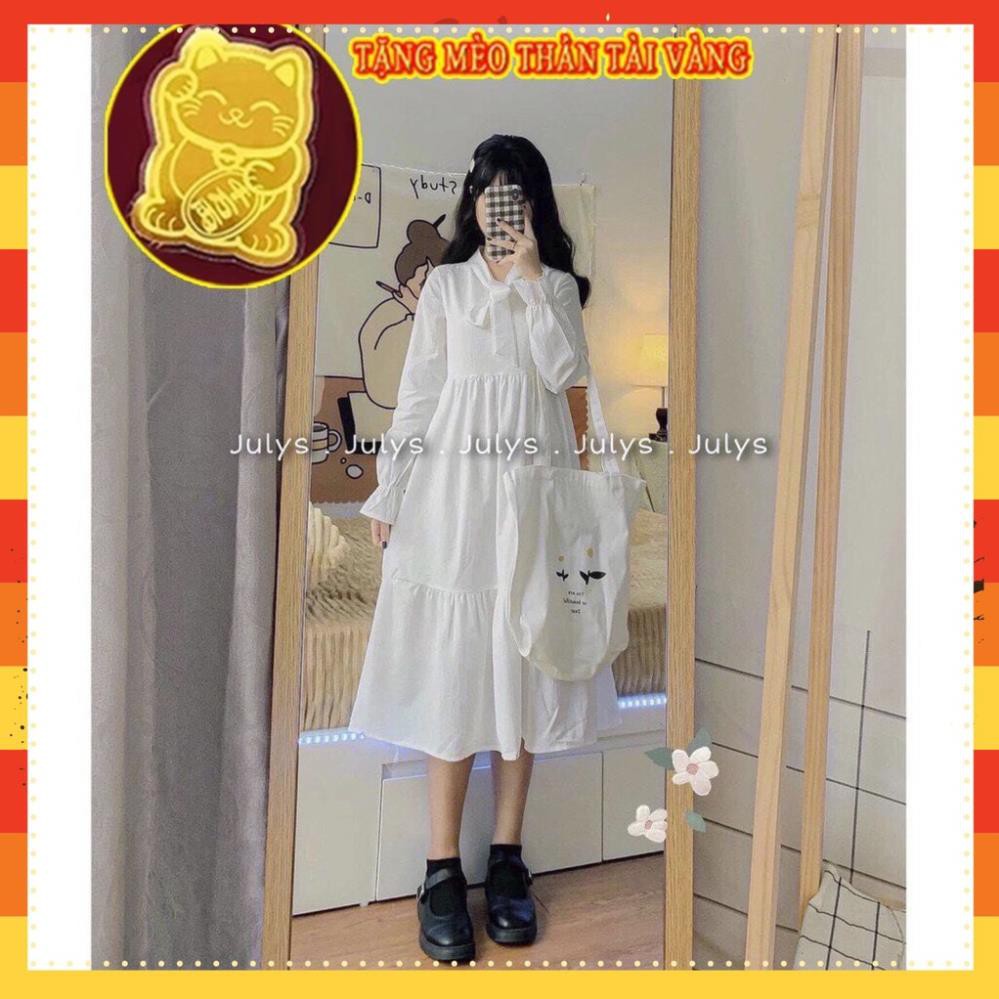 Váy Nữ🦋Đầm Babydoll Nơ Ngực🦋Tay phồng-Dáng Suông-chất liệu nhẹ thoải mái-lên dáng cực xinh,cực kute Mã VT01  ྆