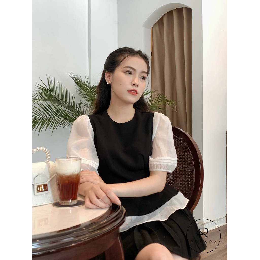 Áo Sơ Mi Peplum Thời Trang Nữ Phối Tay Tơ Công Sở Rosara G52