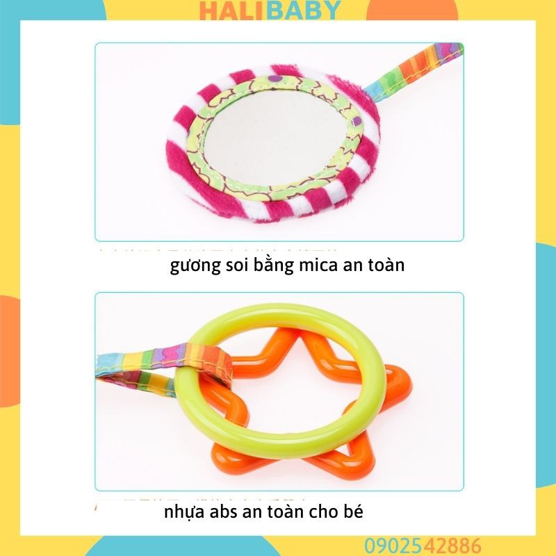 Treo nôi thú bông an toàn cho bé lục lạc xúc xắc gặm nướu vải bông cao cấp HALIBABY TN25