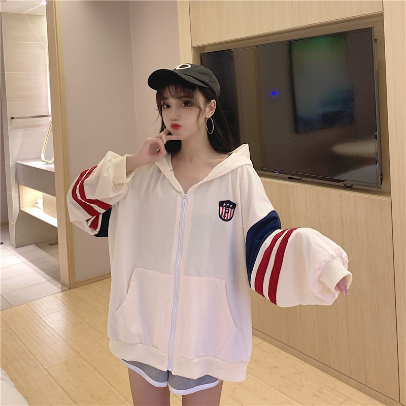 Áo Khoác Dài Tay Có Mũ Phối Khóa Kéo Năng Động Thời Trang Dành Cho Nữ | BigBuy360 - bigbuy360.vn