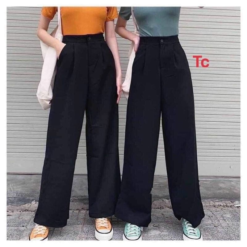 Quần ống rộng cúc vải tuyết mưa.hangtotgiare98