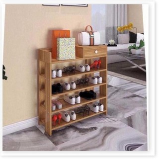 Kệ để giày dép 5 tầng khung gỗ tự nhiên
