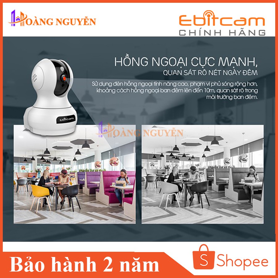 [NHÀ PHÂN PHỐI] Camera Wifi Ebitcam E3 FHD 1080P 2.0MP - Xoay 360 độ - Phát Hiện Chuyển Động | BigBuy360 - bigbuy360.vn