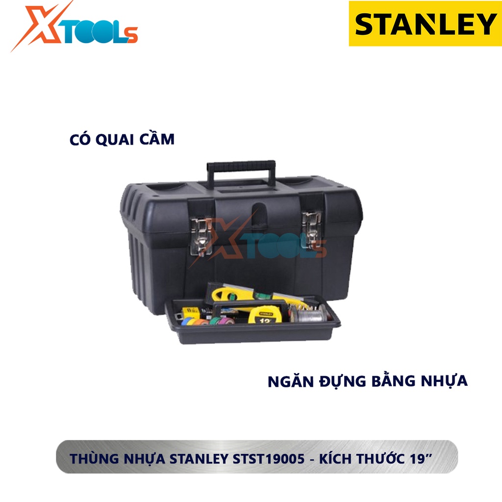Thùng đựng đồ nghề nhựa Stanley STST19005 | hộp dụng cụ (nhựa) 19″ kích thước 492x243x251mm [CHÍNH HÃNG][XTOOLs]