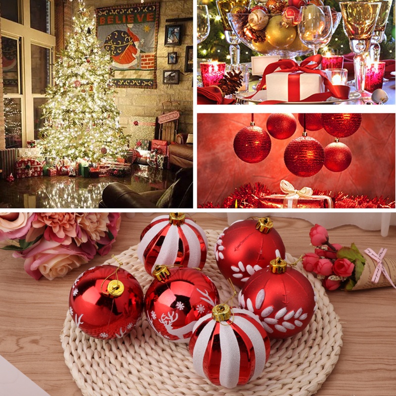 Set 6 Quả Cầu Tuyết 3.15 &quot;Trang Trí Giáng Sinh Chống Vỡ