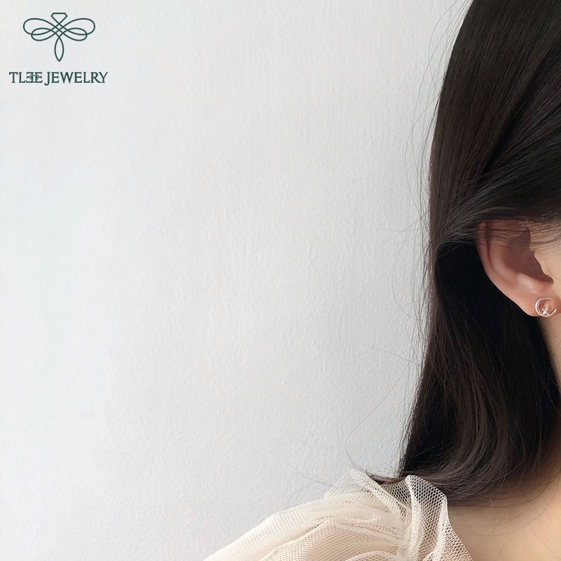 Khuyên tai bạc nữ TLEE trăng sao basic cá tính TleeJewelry B0192