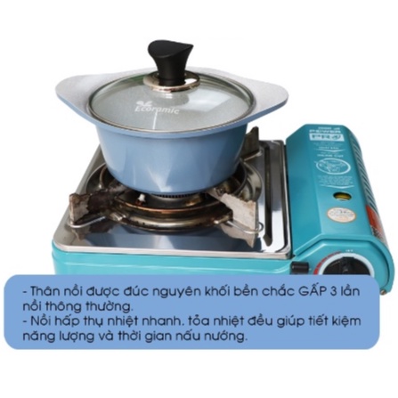 Nồi Chống Dính 16cm Nồi Đúc Ecoramic Nhỏ Phủ Vân Đá Chính Hãng