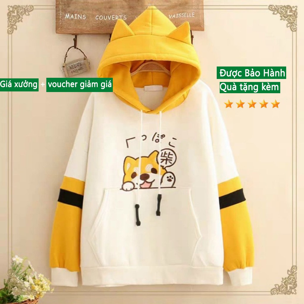 Áo khoác nỉ hoodie KN1 mèo kute unisex cho nam và nữ, chất liệu nỉ trần bông dày đẹp, co giãn thoải mái, form rộng có mũ