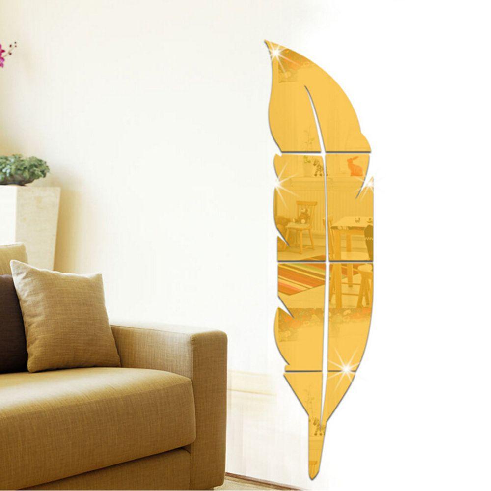 Đề Can 3D Tráng Gương Hình Lông Vũ Dùng Để Trang Trí Phòng Khách