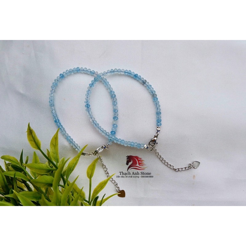 Vòng tay aquamarine thach anh cắt giác