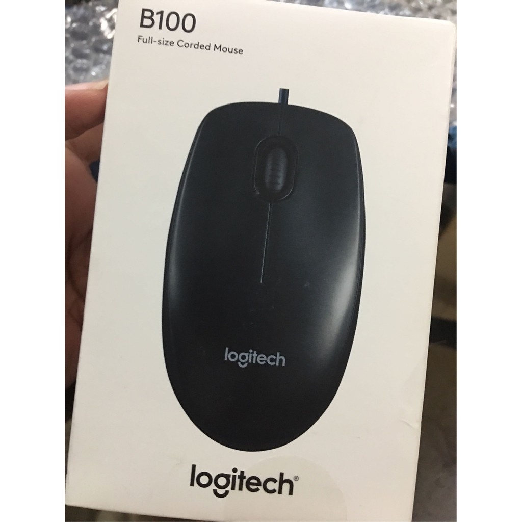 Chuột có dây Logitech B100 -Chuột quang Logitech B100 (Đen) Dây dài 1m8, thiết kế ôm tay, thuận cả 2 tay