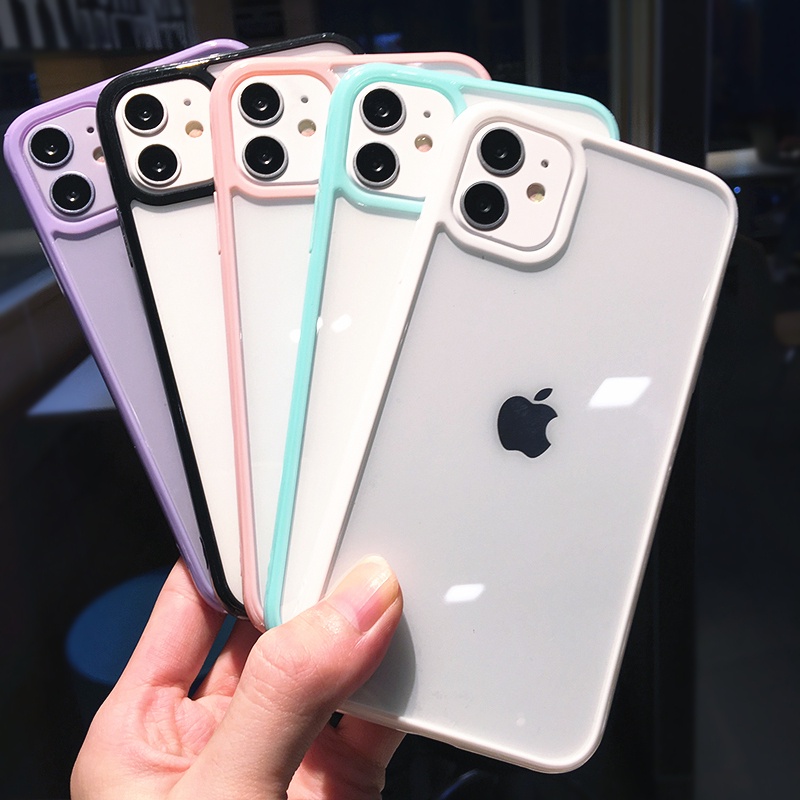 Ốp điện thoại khung chống sốc màu kẹo cho IPhone 12 13 11 Pro X XR Max Mini IPhone 8 7 Plus XS Max
