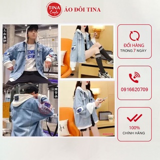 Áo khoác jean unisex nam nữ cá tính couple tina áo khoác jean phom rộng đủ size phong cách ulzzang siêu hot