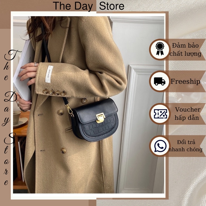 Túi xách nữ trơn basic Túi đeo chéo khoá vàng phong cách Hàn Quốc The Day Store đi chơi đi dạo phố T10