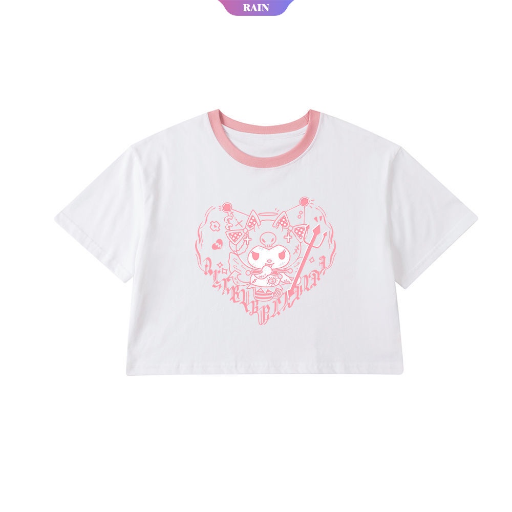 Áo Thun Tay Ngắn In Hoạt Hình Sanrio Kuromi Phong Cách Nhật Bản Thời Trang Mùa Hè Cho Nữ