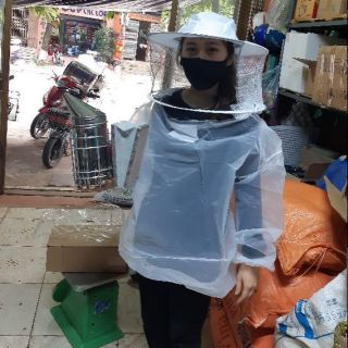 Áo liền mũ bắt ong màu trắng hót 2020 siêu nhẹ, siêu mát mùa hè
