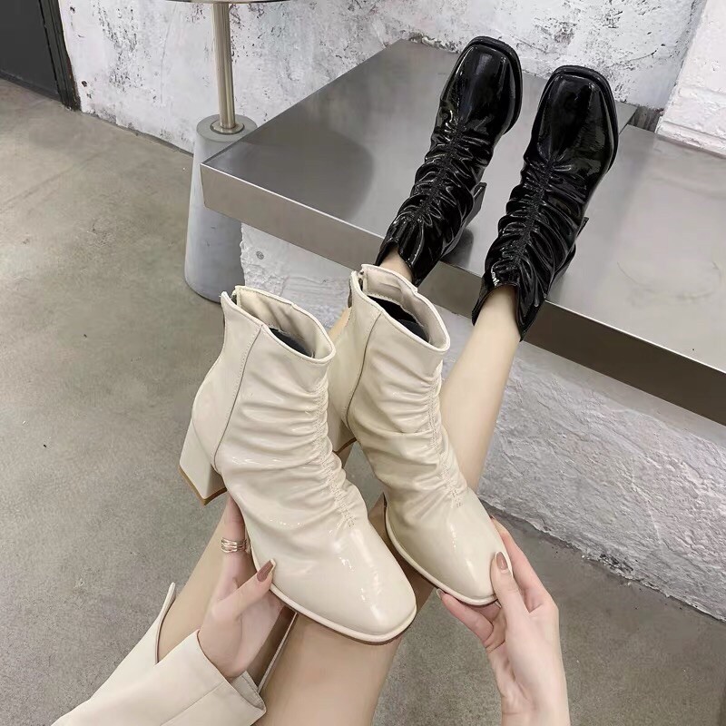 ( 2 MÀU) BỐT DA NHĂN BÓNG GÂN CHỈ SIÊU HOT | BigBuy360 - bigbuy360.vn