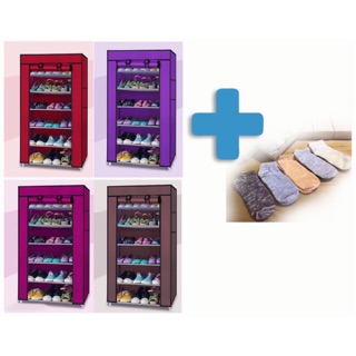 Tủ giày trơn 6 tầng nhiều màu + Tặng kèm 1 đôi tất Muji xuất Nhật cao cấp