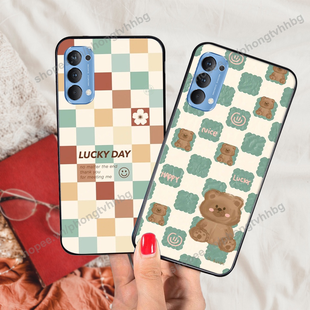 Ốp lưng Oppo Reno4 / Reno4 Pro / Reno 4 trái tim gấu thể thao , smile mặt cười cực cute