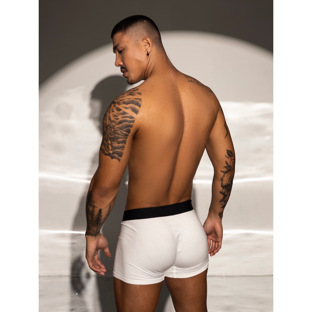 Quần Boxer Form Bé Dành Cho Nam 100% Cotton Thấm Hút Mồ Hôi Boxer Brief Hai Màu Đen Trắng WHISTL3