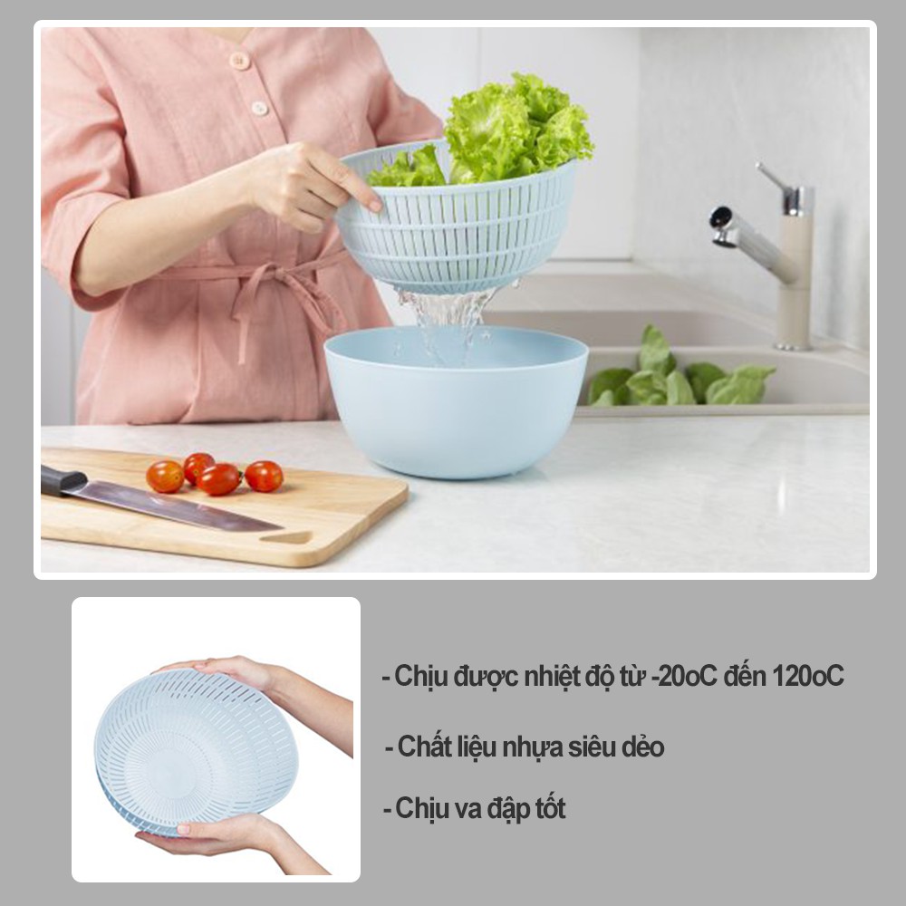 Bộ thau rổ dẻo - rổ yoko 23cm nhựa dẻo inochi Nhật Bản loại cao cấp chắc chắn sang trọng phủ Ag+ kháng khuẩn TRD01