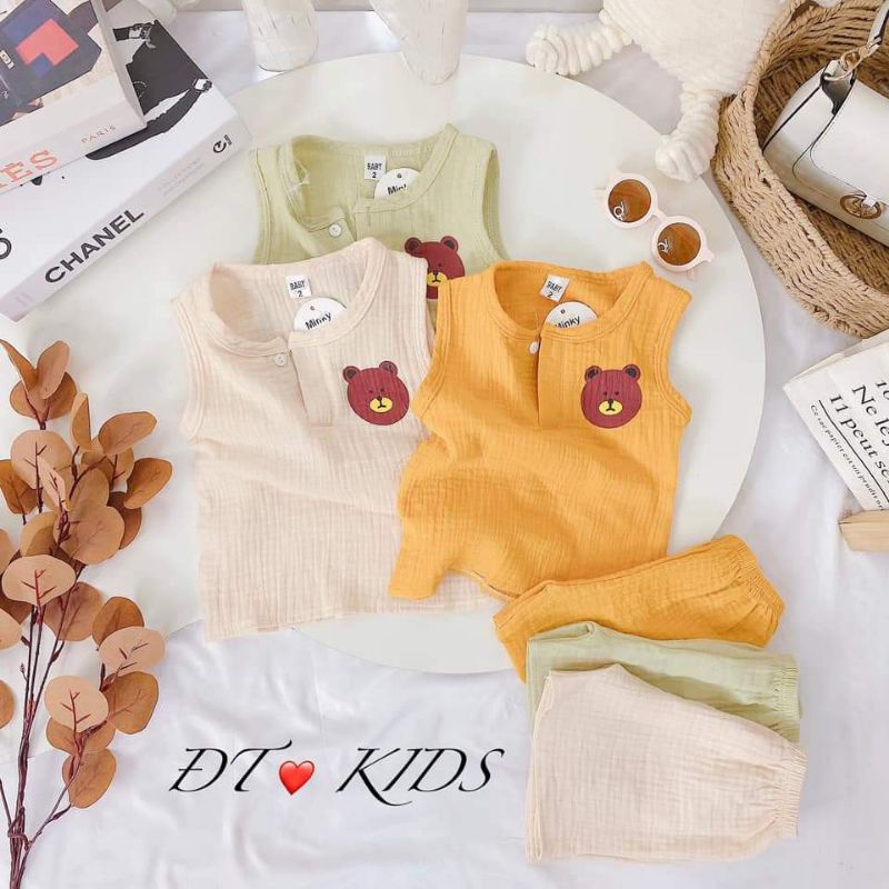 Bộ đồ trẻ em, bộ đồ cho bé trai, bé gái, chất liệu vải muslin