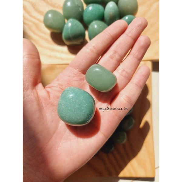 Viên đá thanh tẩy, đá thach anh Xanh Green Aventurine, đá phong thủy dùng trong Tarot, Reiki, Thiền Định