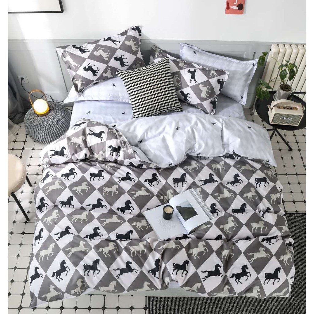 Bộ chăn ga gối sét hè Cotton Poly BOSS DECOR chăn ga Hàn Quốc miễn phí bo chun drap ga giường - xả kho