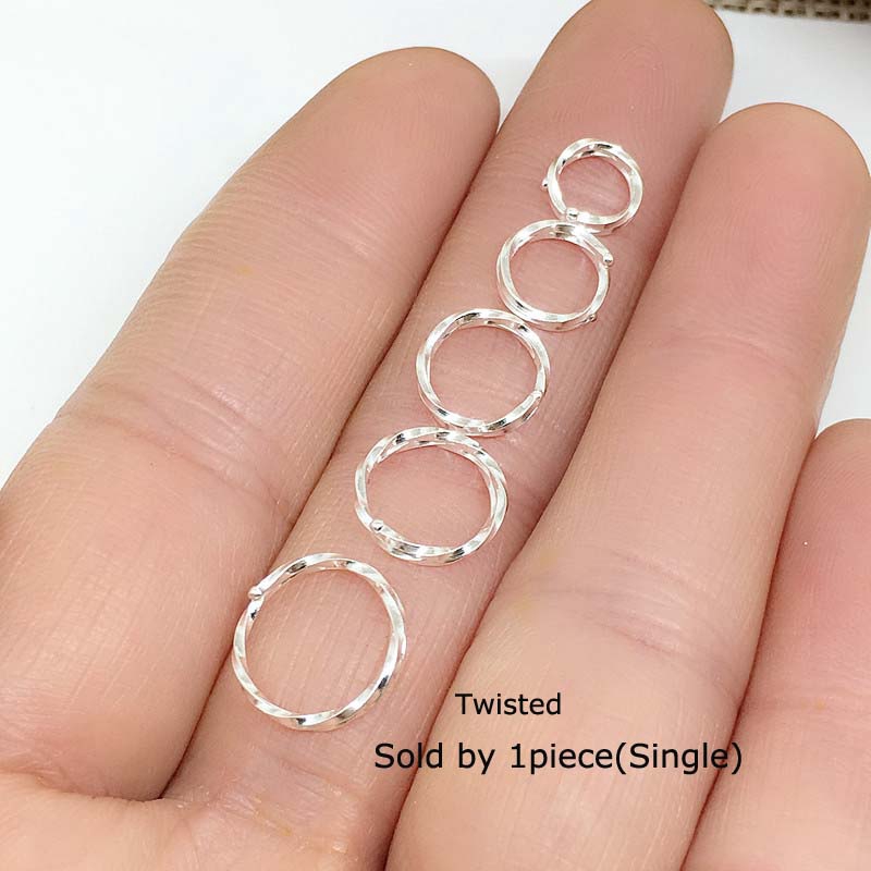 Khuyên tai bạc kiểu xoắn/ mịn 6 - 12mm đơn giản thời trang