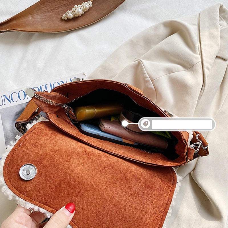 Túi Đeo Chéo Bằng Lông Cừu Phong Cách Hàn Quốc Cho Nữ