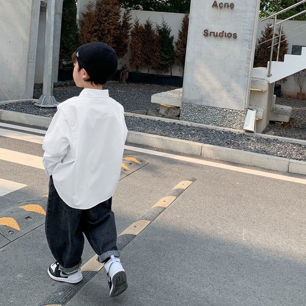 Áo Sơ Mi Mỏng Tay Dài Màu Trơn Phong Cách Thời Trang Xuân Thu Mới 2022 Cho Bé Trai