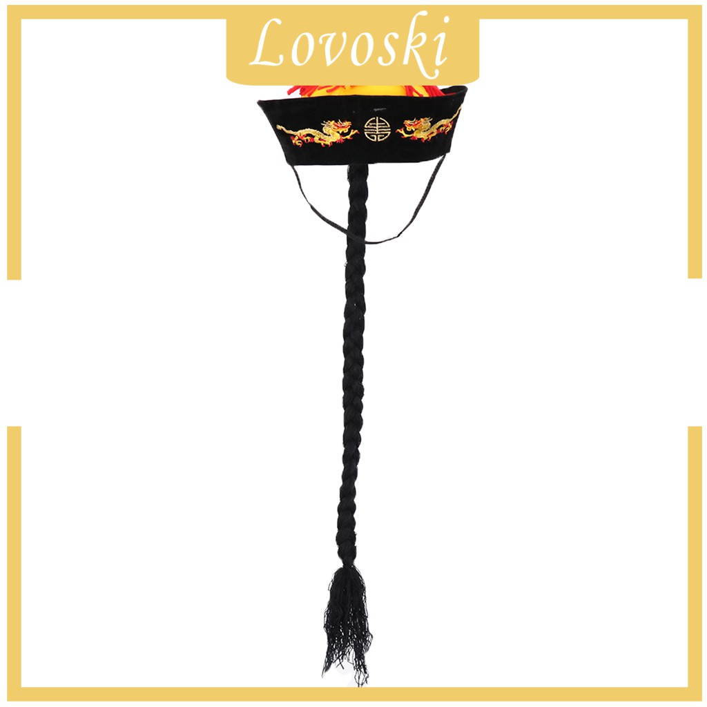 [Lovoski] Mũ Hoàng Đế Trung Quốc Với Dây Bện Đuôi Ngựa Lạ Mắt Cho Bữa Tiệc